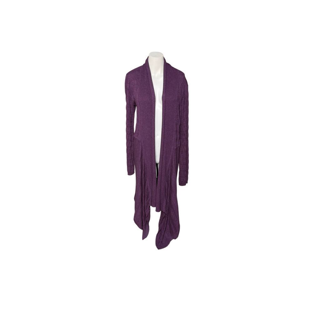 Athleta purple draped waterfall open front long cardigan size L